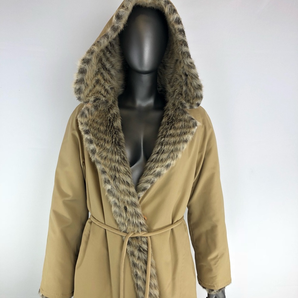 Fur Hooded Trench Coat by Bonnie Cashin Rare Vtg - Picture 6 of 8